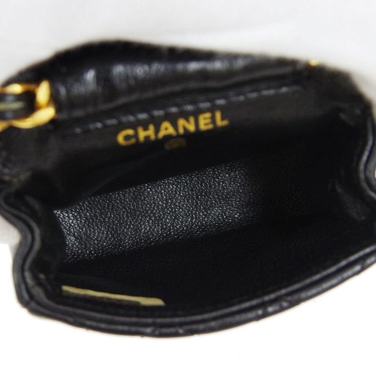 CHANEL Mini Matelasse Chain Flap Shoulder Bag Enamel Black Gold CC Auth  ar6839A