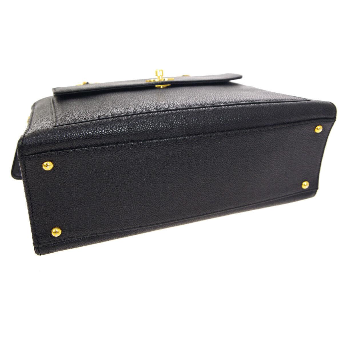 Chanel Black Leather Gold Chain Medium Carryall Shopper Tote Shoulder Bag 1