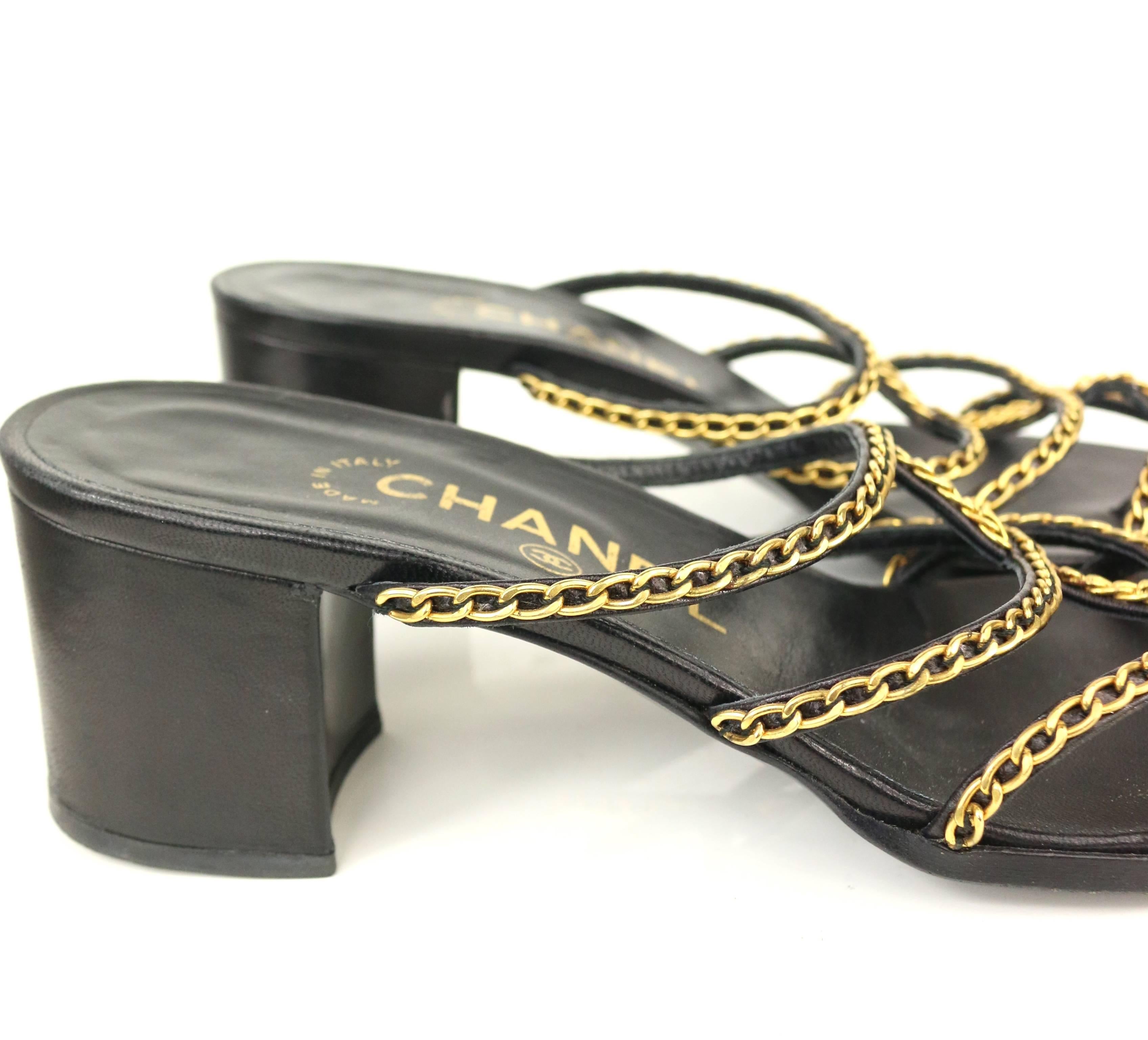 black gold chain sandals