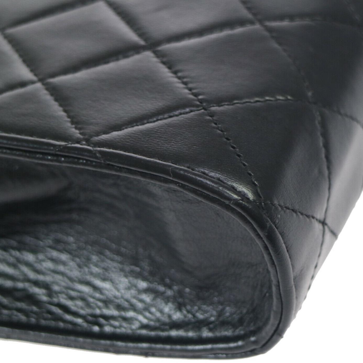Women's Chanel Black Leather Gold Envelope Evening Shoulder Crossbody Clutch Bag