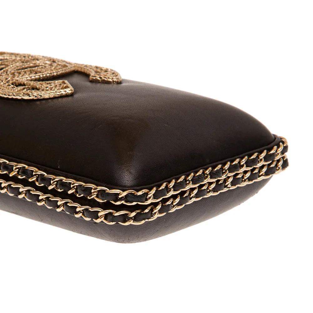 Chanel black leather gold hardware clutch - shoulder bag 1