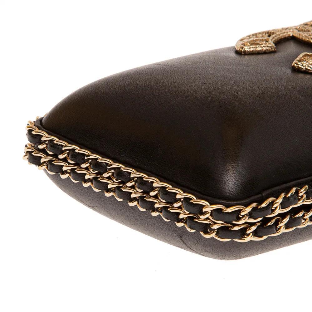 Chanel black leather gold hardware clutch - shoulder bag 2