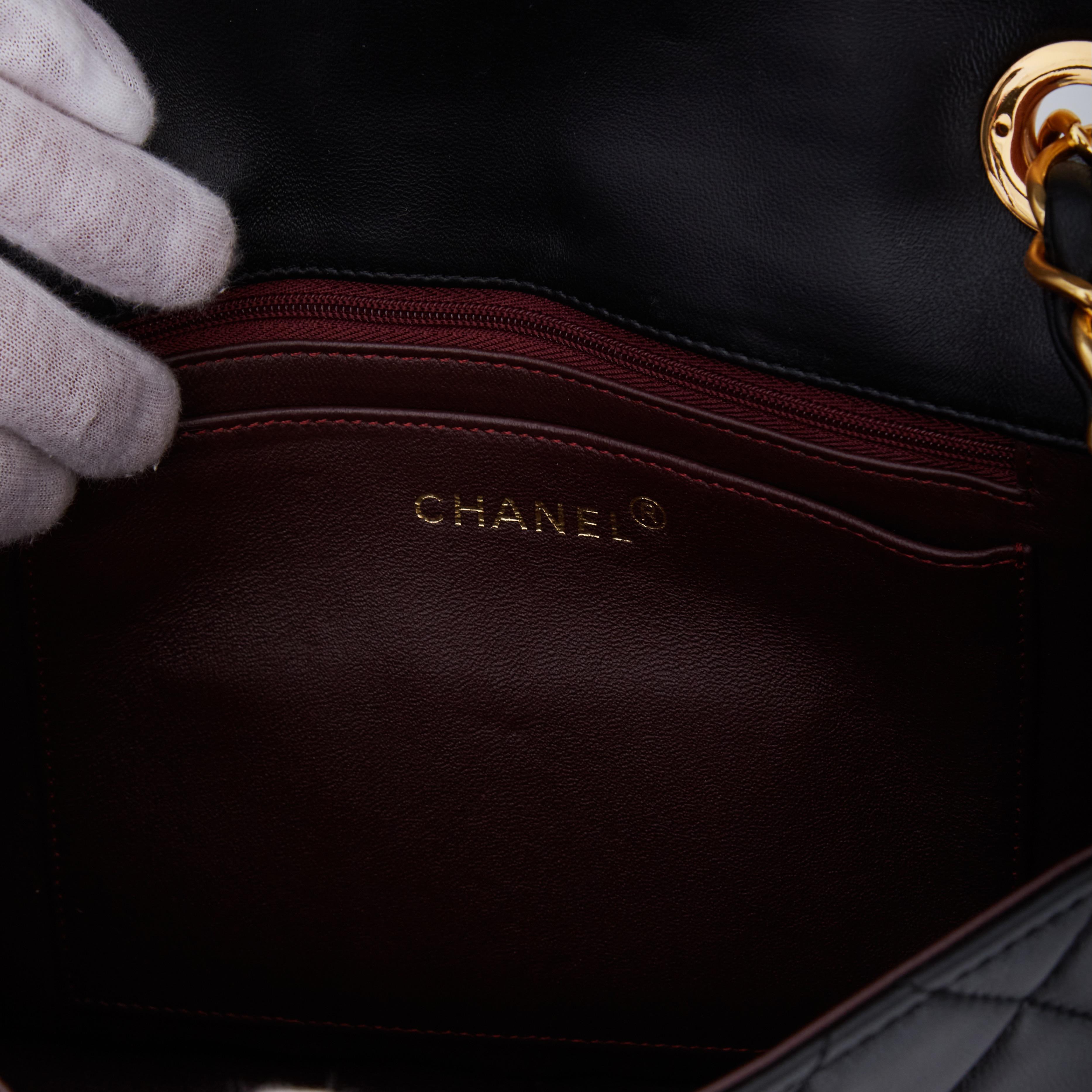 Chanel Black Leather Gold Hardware Square Flap Bag vintage For Sale at ...