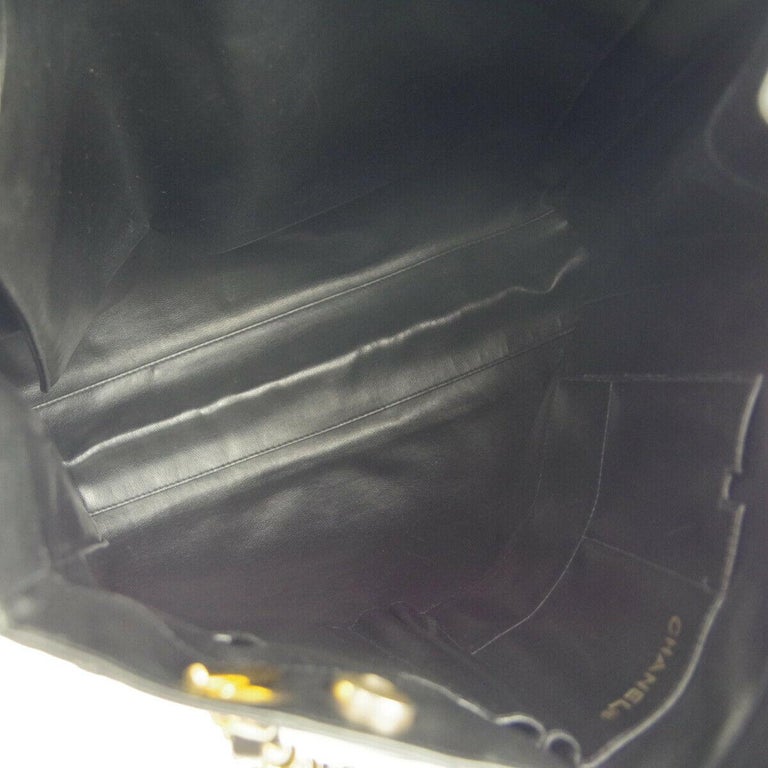 Chanel Black Leather Gold Large Carryall Travel Shopper Shoulder Tote ...