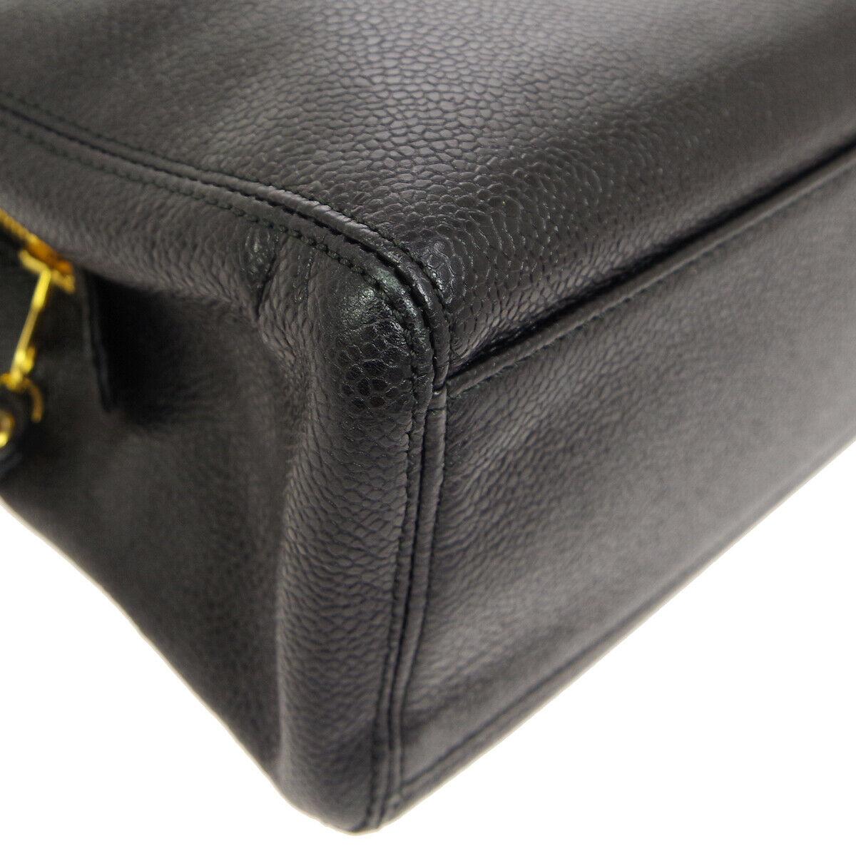 Chanel Black Leather Gold Large 'CHANEL' Travel Carryall Shoulder Bag in Box  1