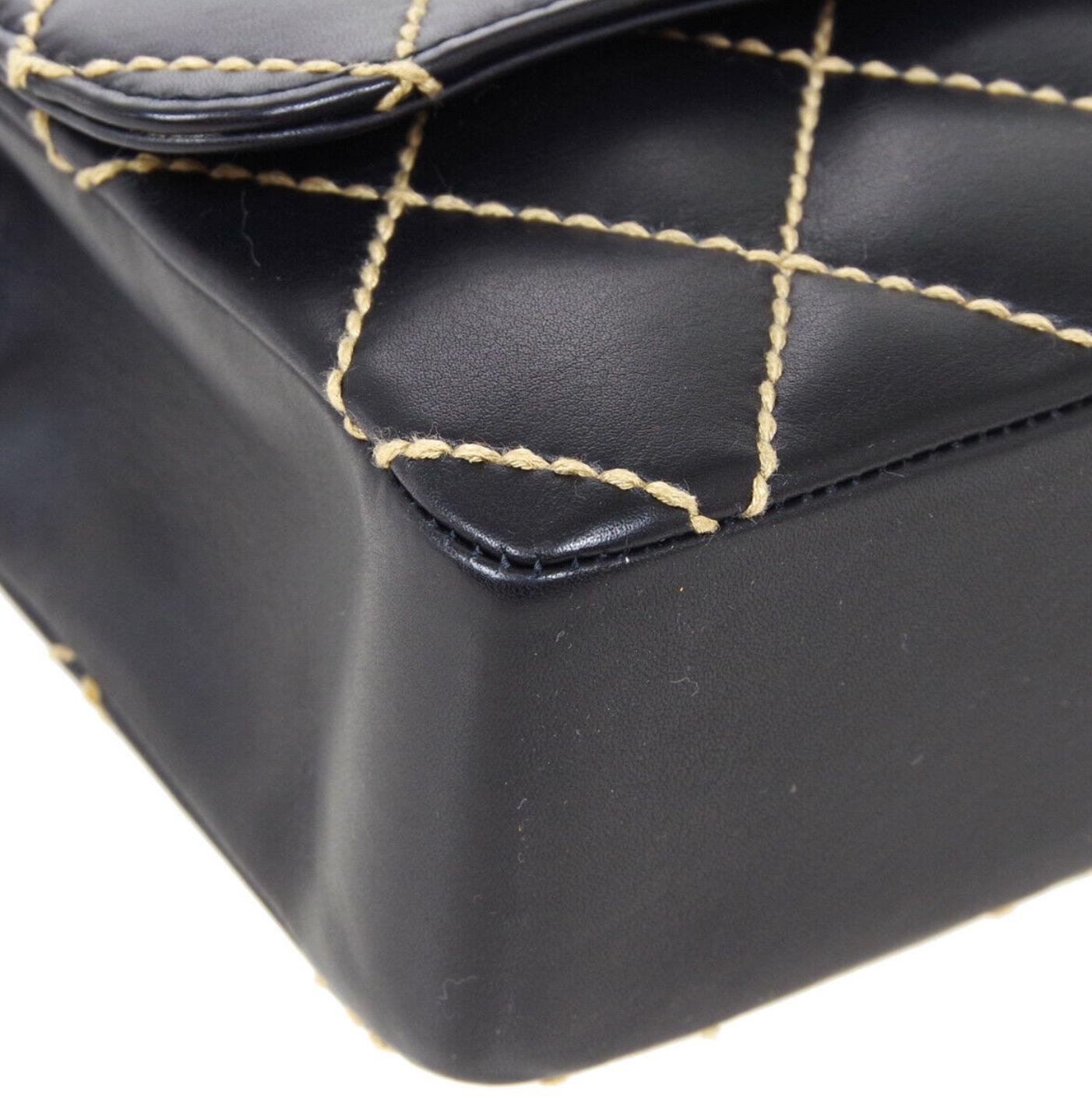 Chanel Black Leather Gold Medium Double Evening Shoulder Flap Bag 1