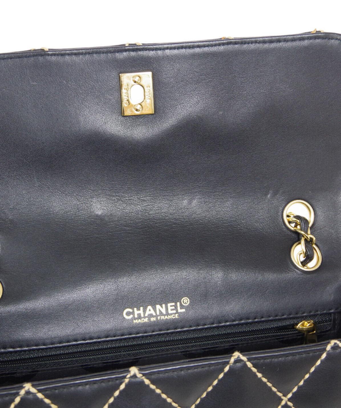 Chanel Black Leather Gold Medium Double Evening Shoulder Flap Bag 2