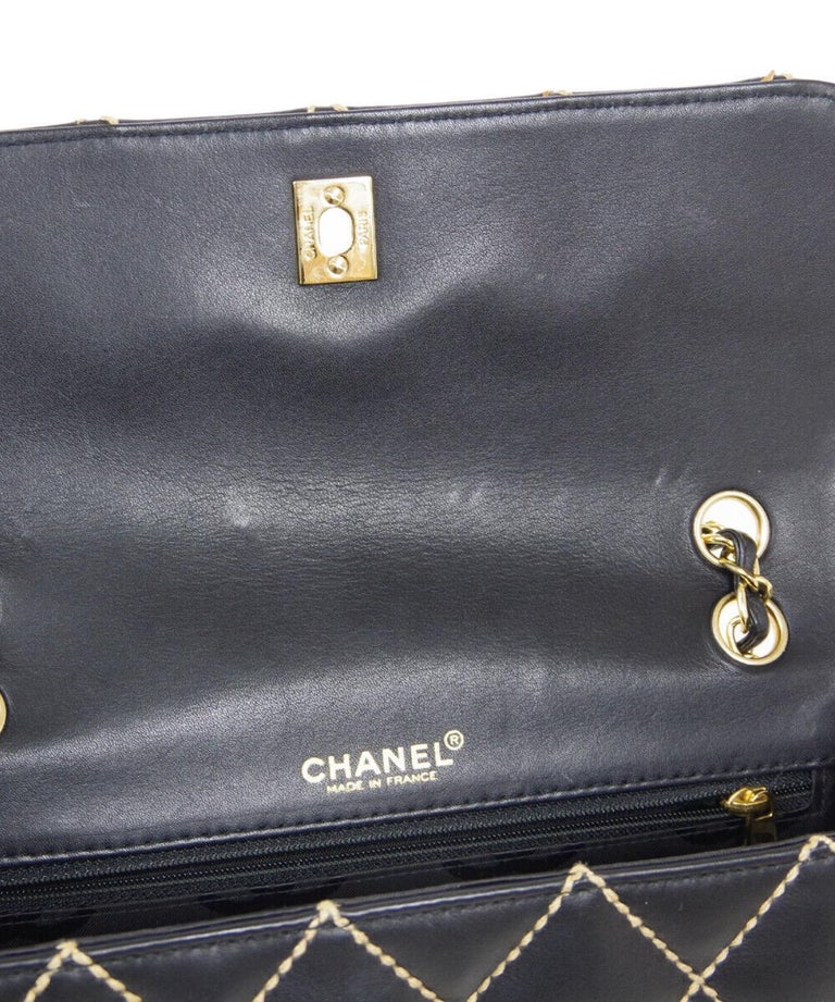 Chanel Black Leather Gold Medium Double Evening Shoulder Flap Bag For Sale 2