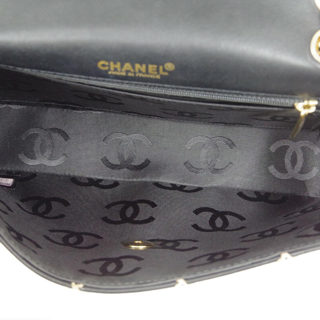 Chanel Black Leather Gold Medium Double Evening Shoulder Flap Bag 3