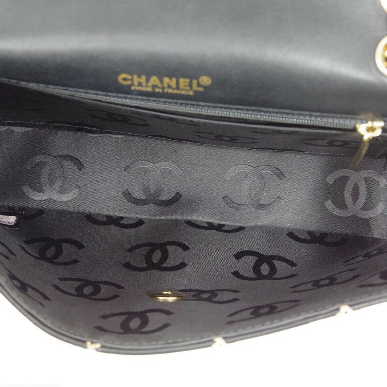 Chanel Black Leather Gold Medium Double Evening Shoulder Flap Bag For Sale 3