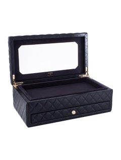 Chanel Black Leather Gold Pearl Women's Jewelry Drawer Vanity Storage Case Box