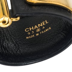 Chanel Black Leather /Gold Plate Bangle