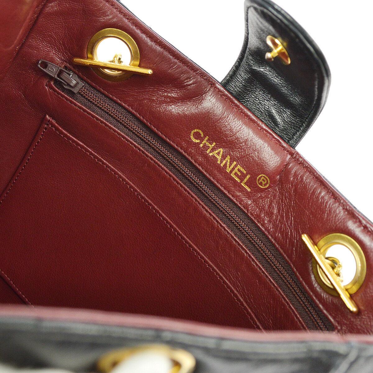 Chanel Black Leather Gold Small Carryall Shoulder Shopper Tote Bag 3
