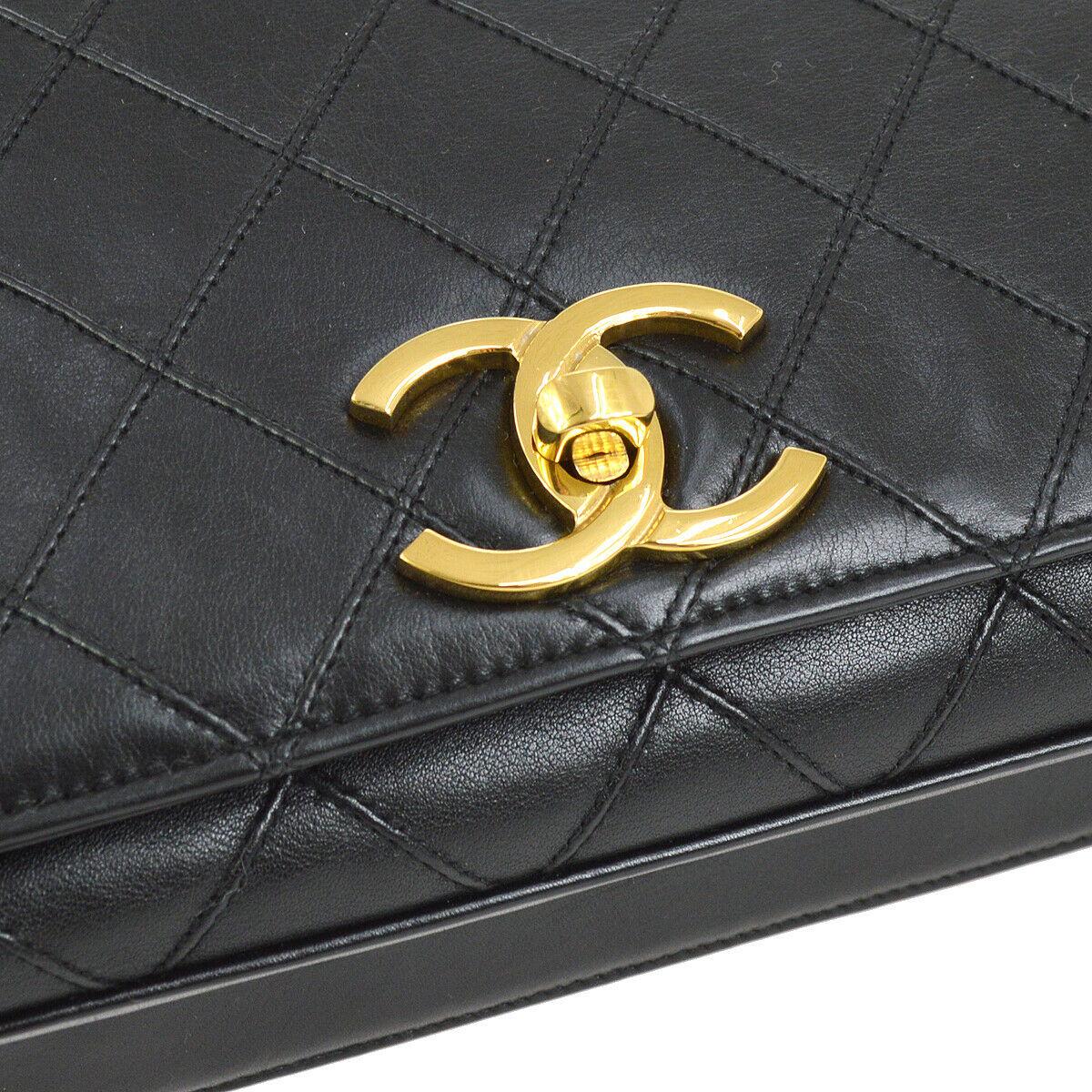 Chanel Black Leather Gold Small Evening Shoulder Crossbody WOC Flap Bag 

Leather
Gold tone hardware
Turnlock closure
Leather lining
Date code present
Made in France
Shoulder strap drop 17