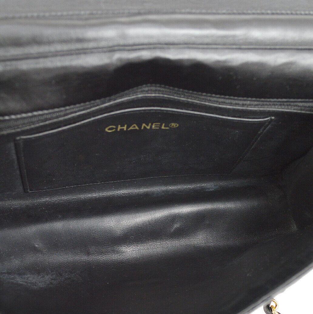 Chanel Black Leather Gold Small Evening Shoulder Crossbody WOC Flap Bag  2