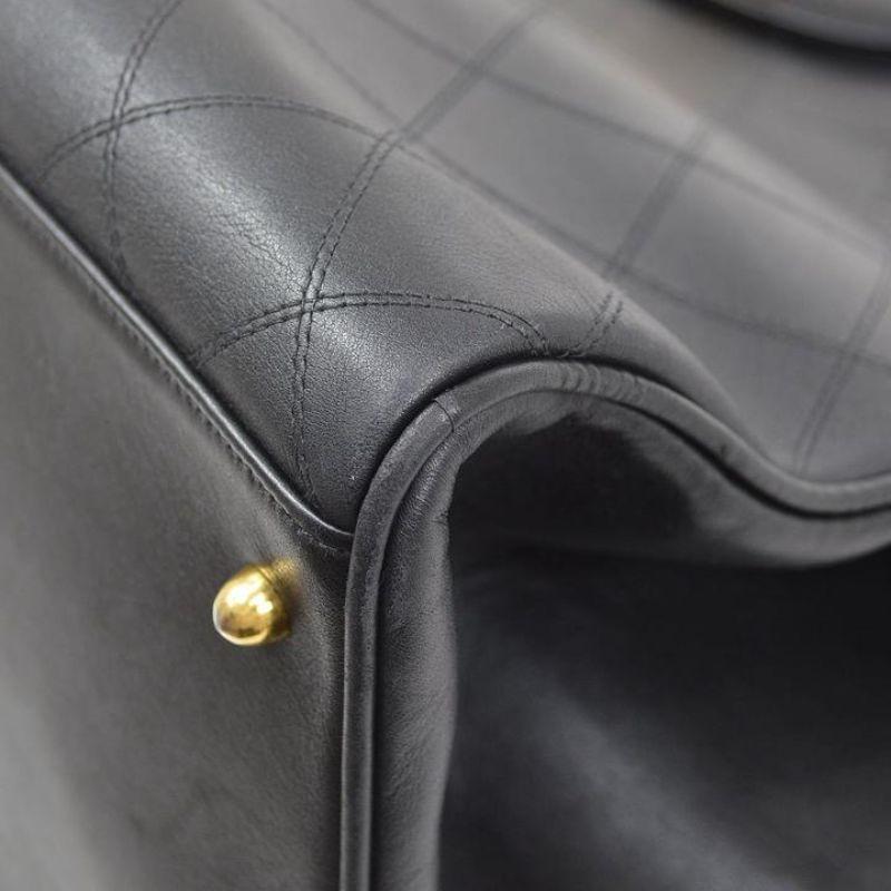 Chanel Noir Cuir Or Supermodel Carryall Travel Weekender Shoulder Tote Bag en vente 1