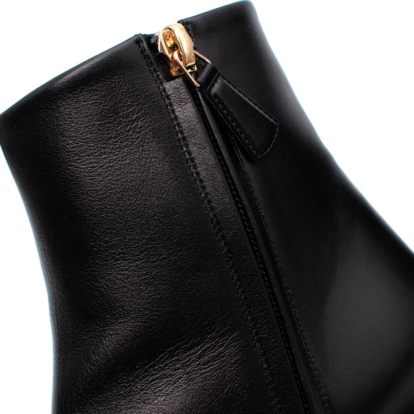 Chanel Black Leather Gold-Tone CC Logo Heeled Ankle Boots, EU 37.5, US 7 For Sale 3