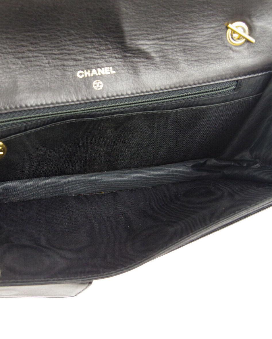 Chanel Black Leather Gold Wallet on Chain WOC Evening Shoulder Flap Bag 3