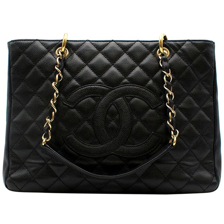 Chanel Black Leather Grand Shopping Tote (GST) Bag at 1stDibs