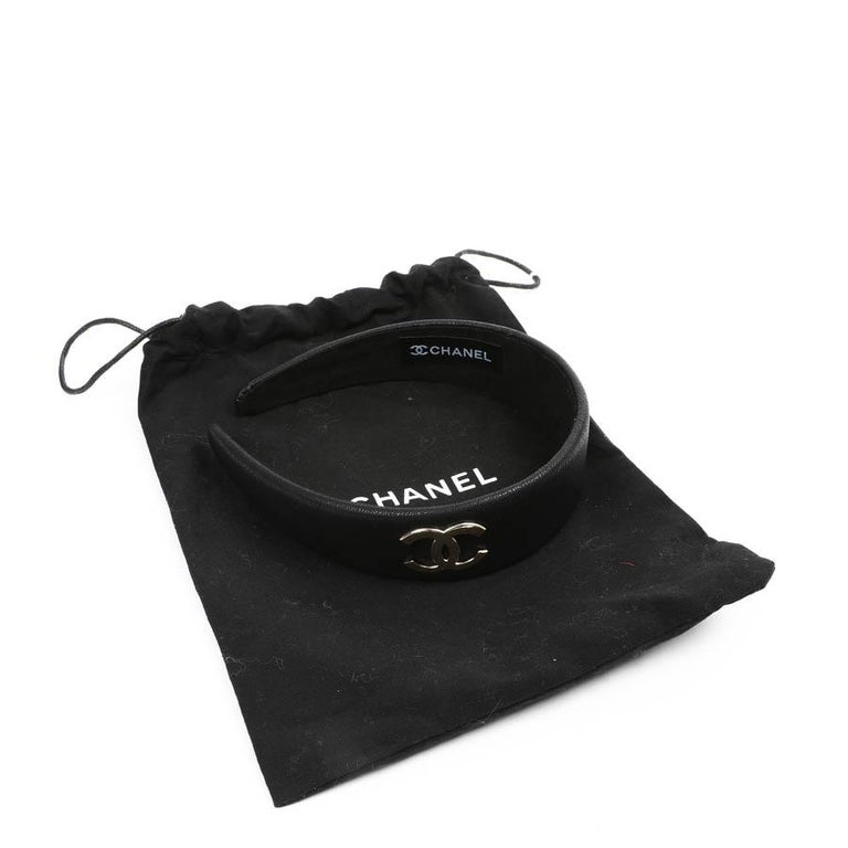 Chanel Black Leather Headband at 1stDibs