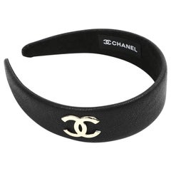 CHANEL Black Leather Headband