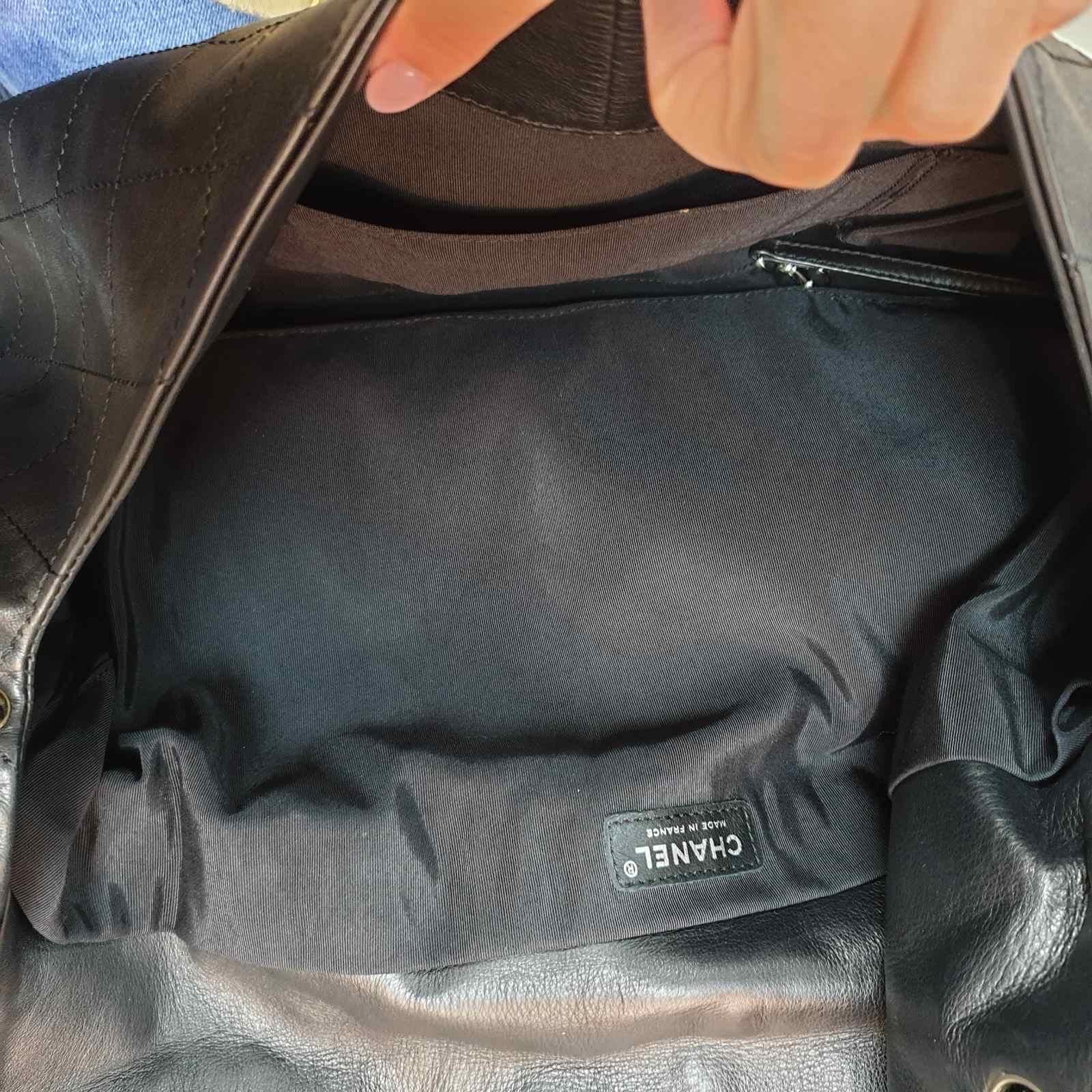 Chanel black Leather Hobo Shoulder Bag 1