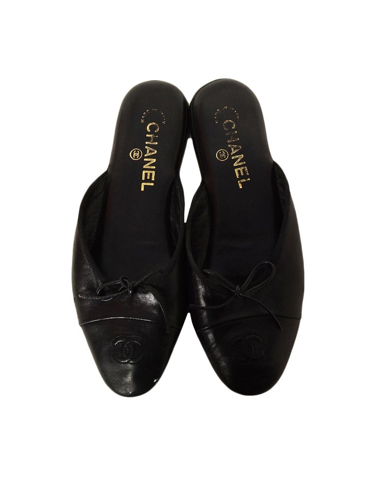 Chanel Black Leather House Slippers w/ CC sz 37 at 1stDibs  chanel house  slippers, chanel bedroom slippers, chanel slippers