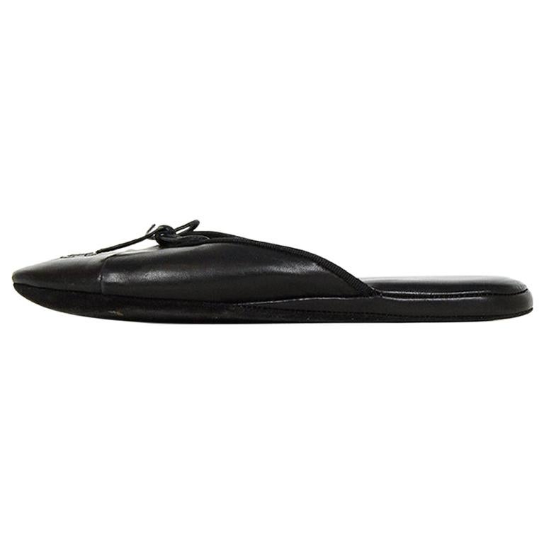 Chanel Black Leather House Slippers w/ CC sz 37 at 1stDibs | chanel house  slippers, chanel slippers, chanel bedroom slippers