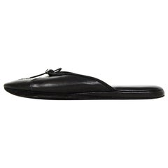 Chanel Black Leather House Slippers w/ CC sz 37