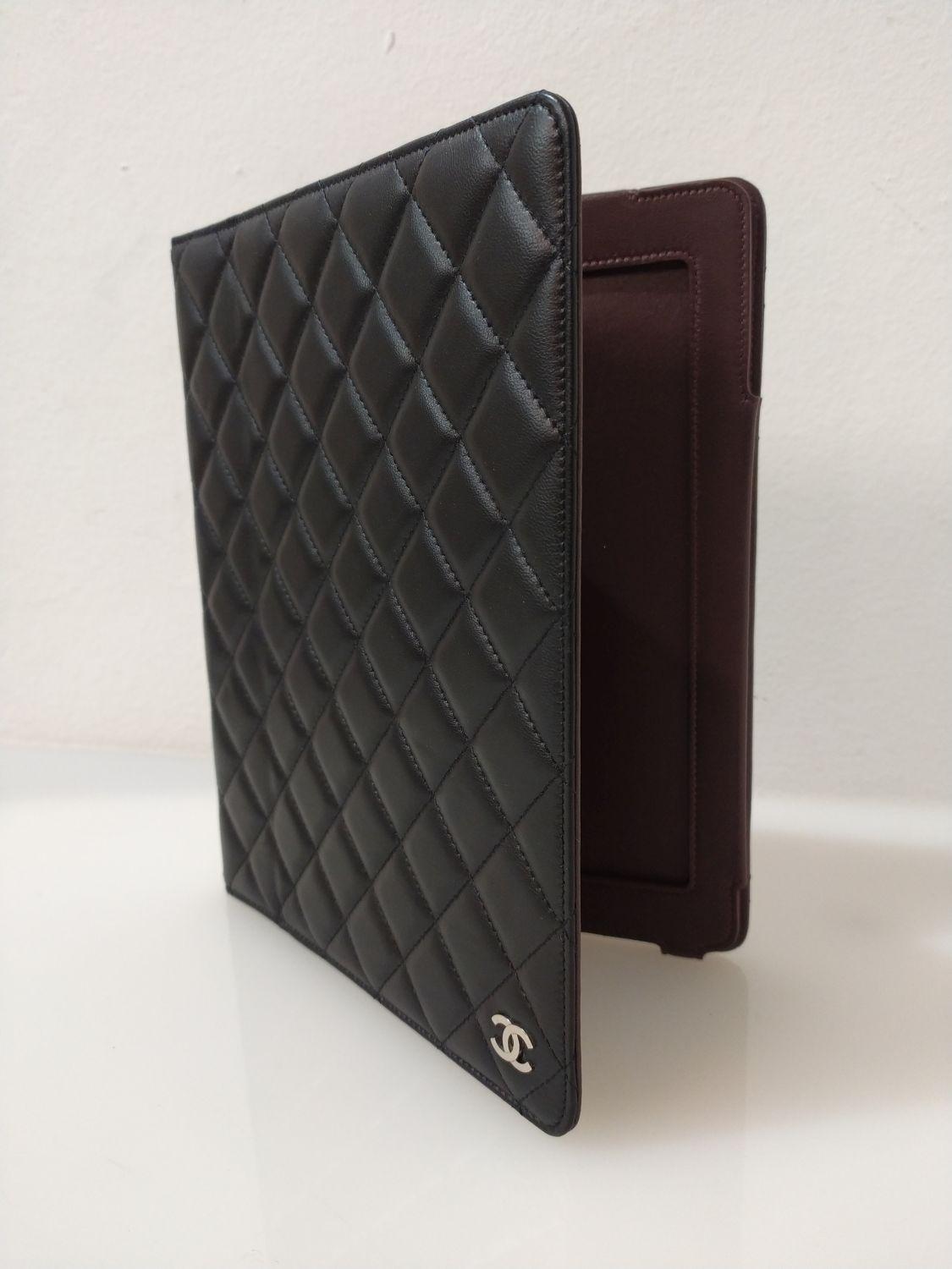 Women's Chanel Black Leather Ipad Case