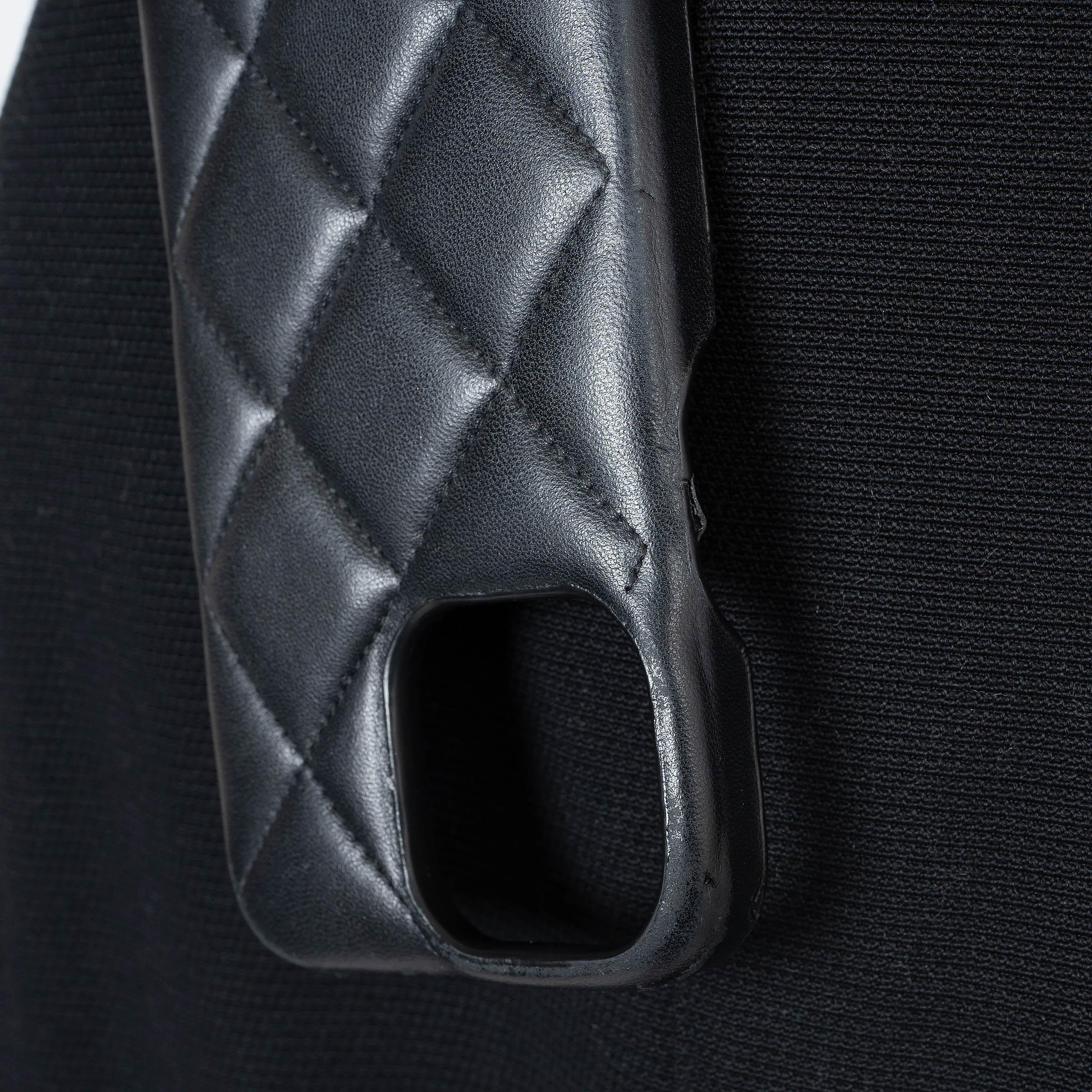 CHANEL black leather IPHONE 13 PRO MAX Case w PEARL STRAP For Sale 4
