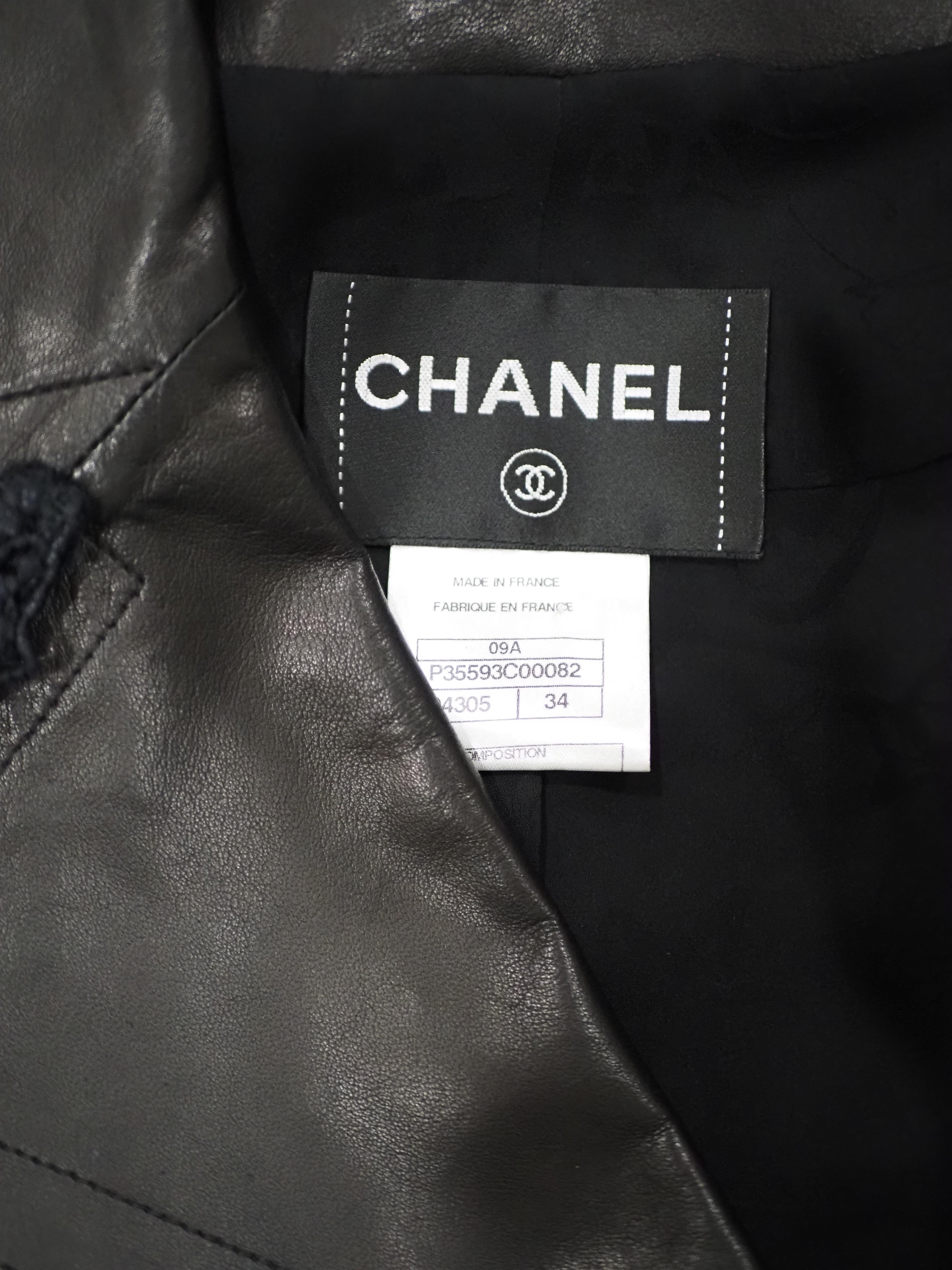 Chanel black leather jacket For Sale 10