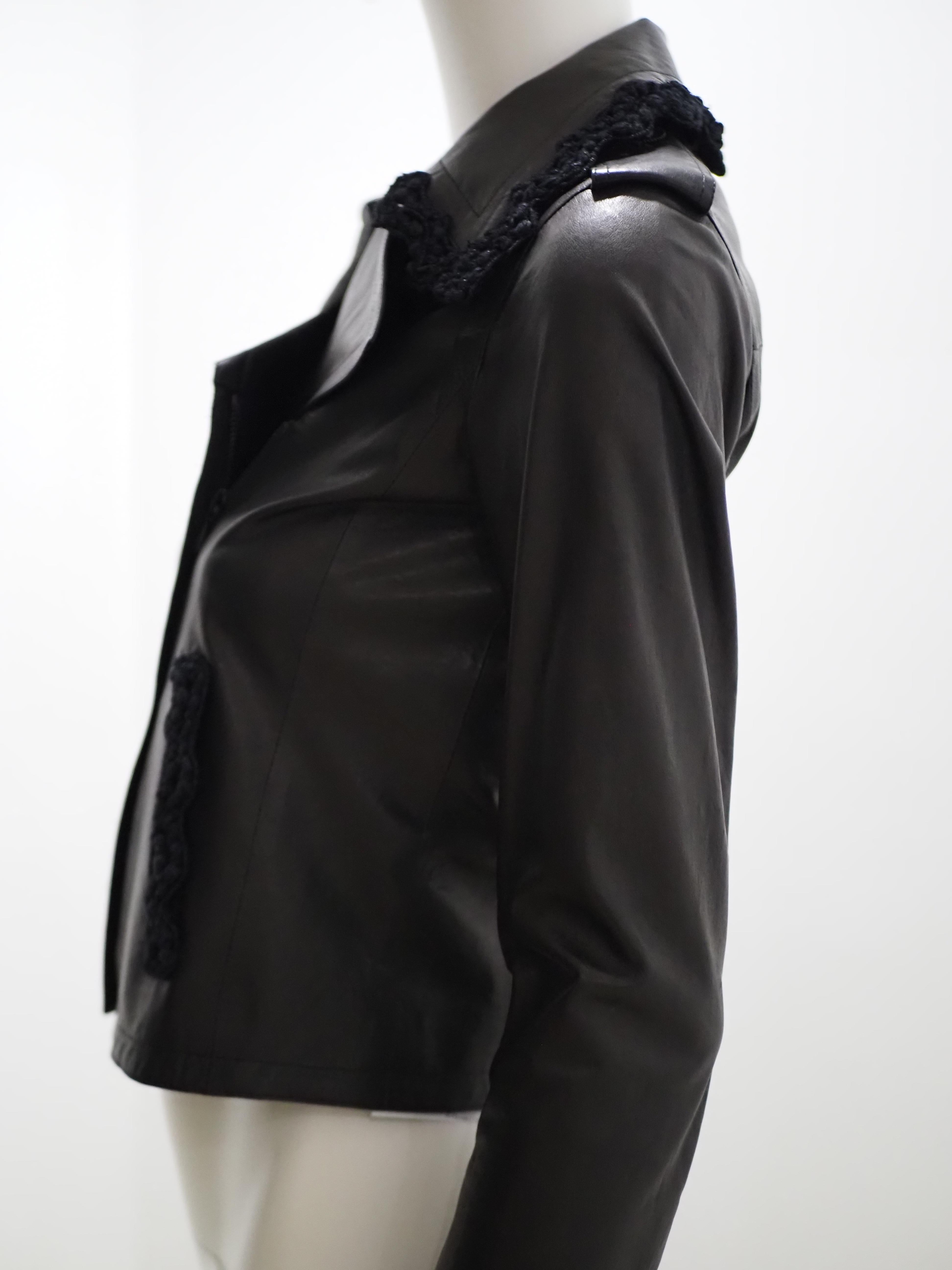 Chanel black leather jacket In Excellent Condition For Sale In Capri, IT
