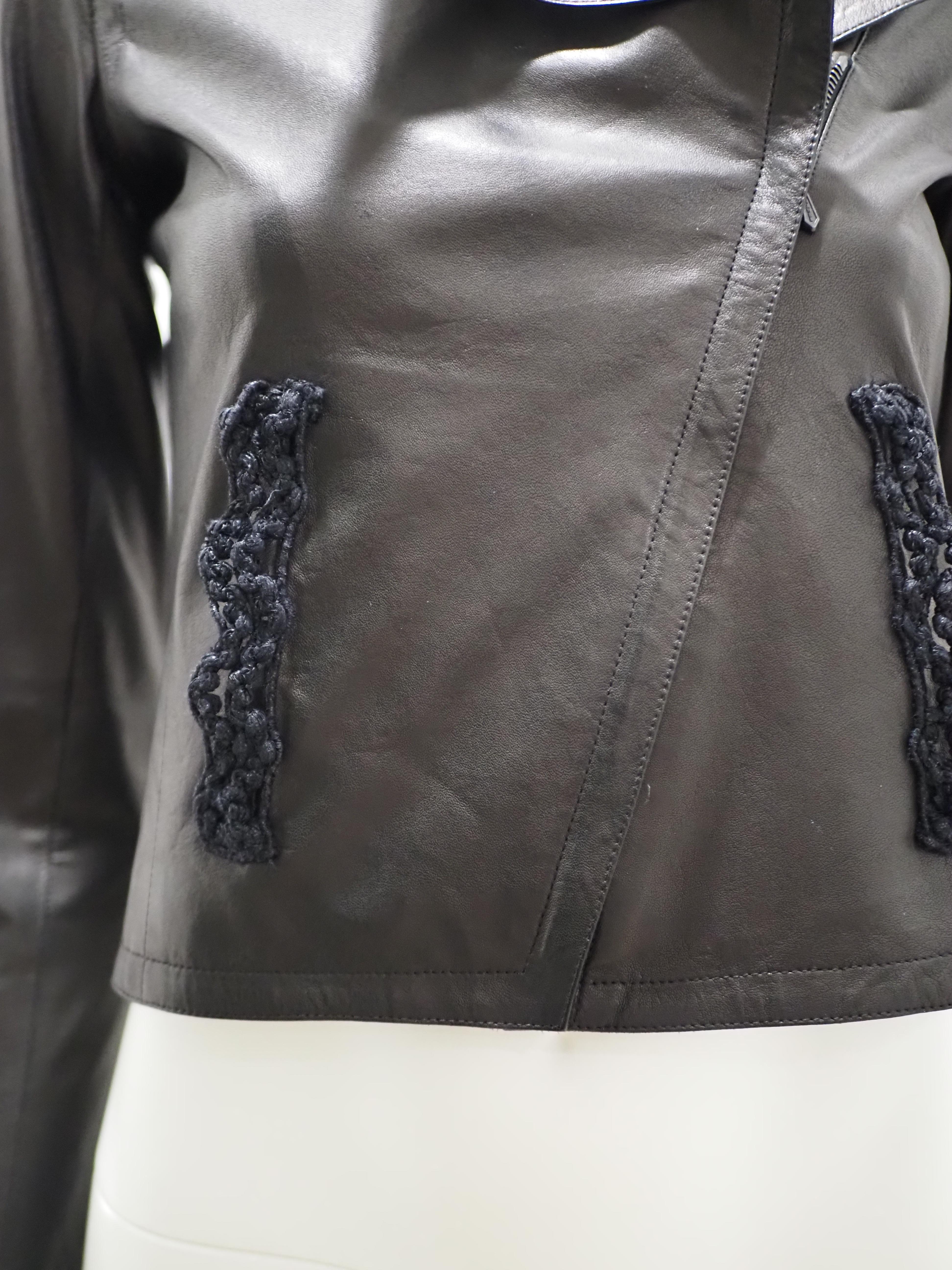 Chanel black leather jacket For Sale 3