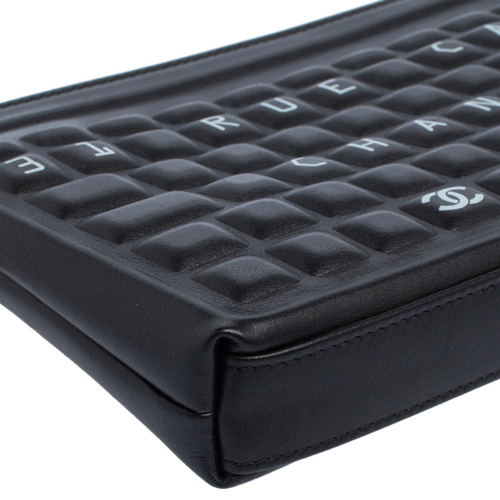 Women's Chanel Black Leather Keyboard Clutch