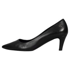 Chanel Black Leather Kitten Heel Pumps - EU 38.5