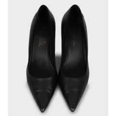 Chanel Black Leather Kitten Heel Pumps - Size 38.5