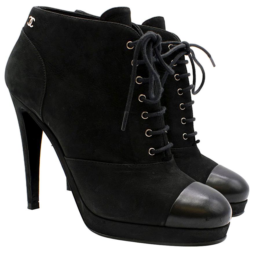 chanel lace up ankle boots