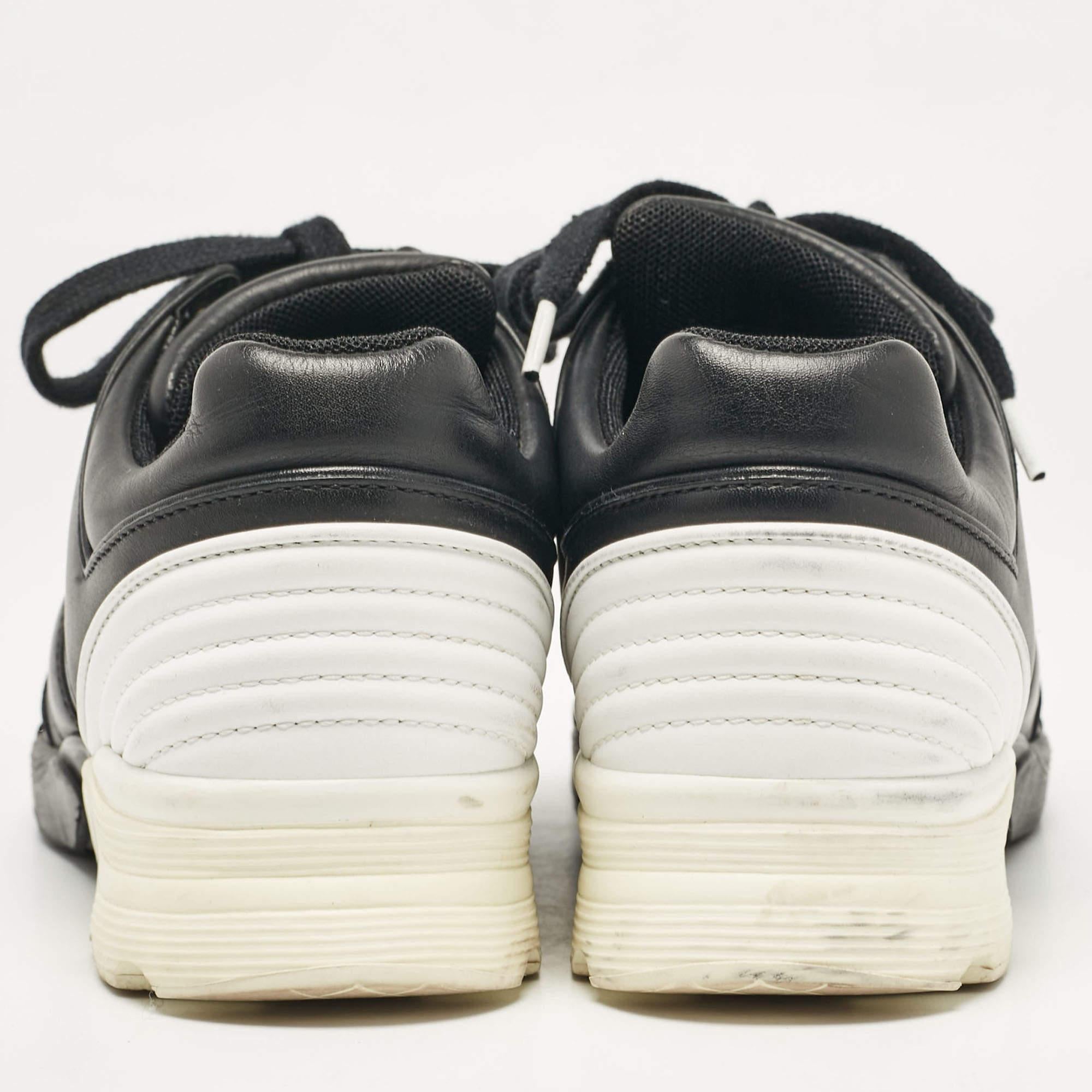 Chanel Black Leather Lace Up Sneakers Size 36.5 1