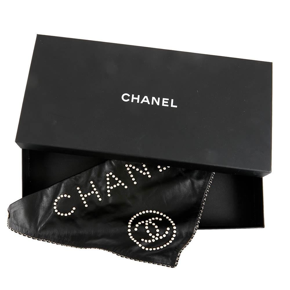 Chanel Black Leather Lambskin Scarf  1