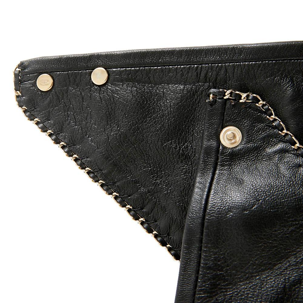 Chanel Black Leather Lambskin Scarf In New Condition In Paris, FR