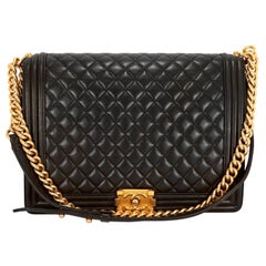 Chanel - Grand sac garçon en cuir noir