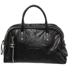 Chanel Black Leather Large CC Boston Bag