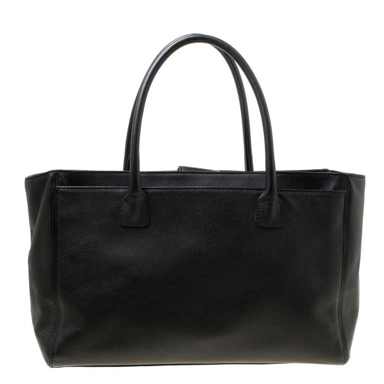 Chanel Black Leather Large Cerf Executive Tote For Sale at 1stDibs