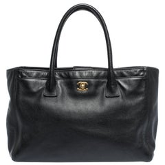 Chanel Black Leather Large Cerf Executive Tote