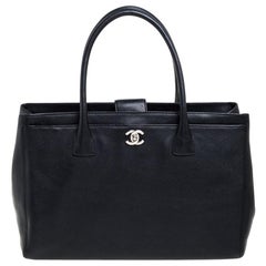 Chanel Black Leather Large Cerf Executive Tote
