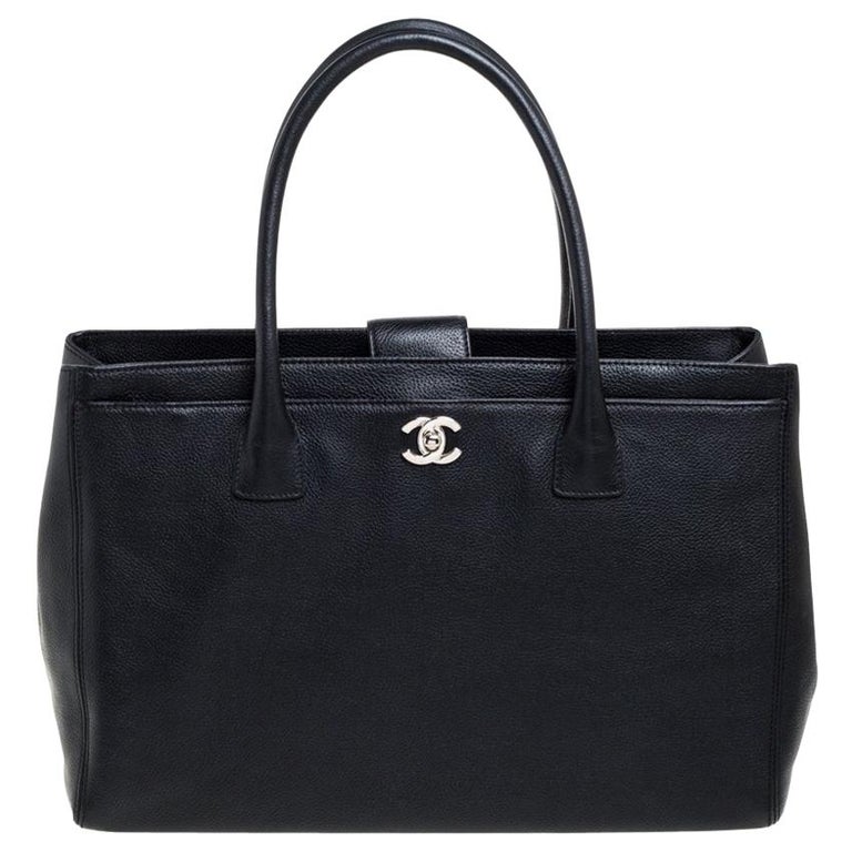 Chanel Black Leather Large Cerf Executive Tote at 1stDibs