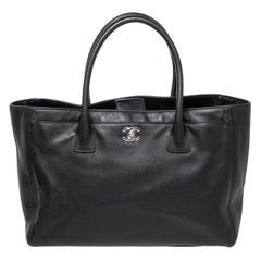 Chanel Black Leather Large Cerf Executive Tote