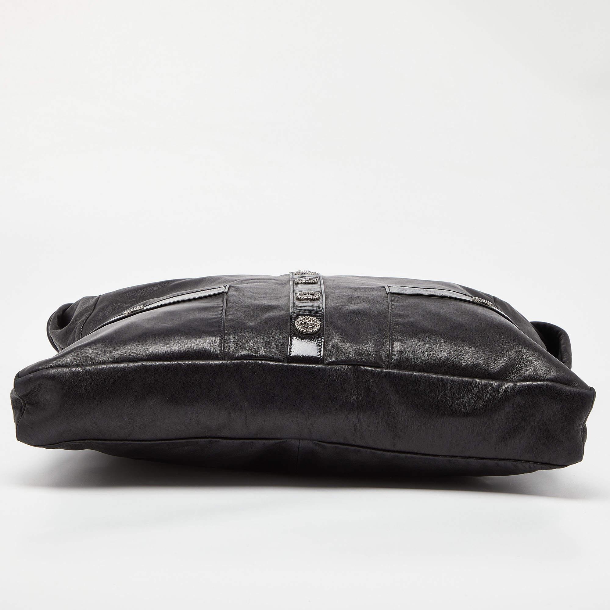 Chanel Black Leather Large Girl Chanel Bag For Sale 7