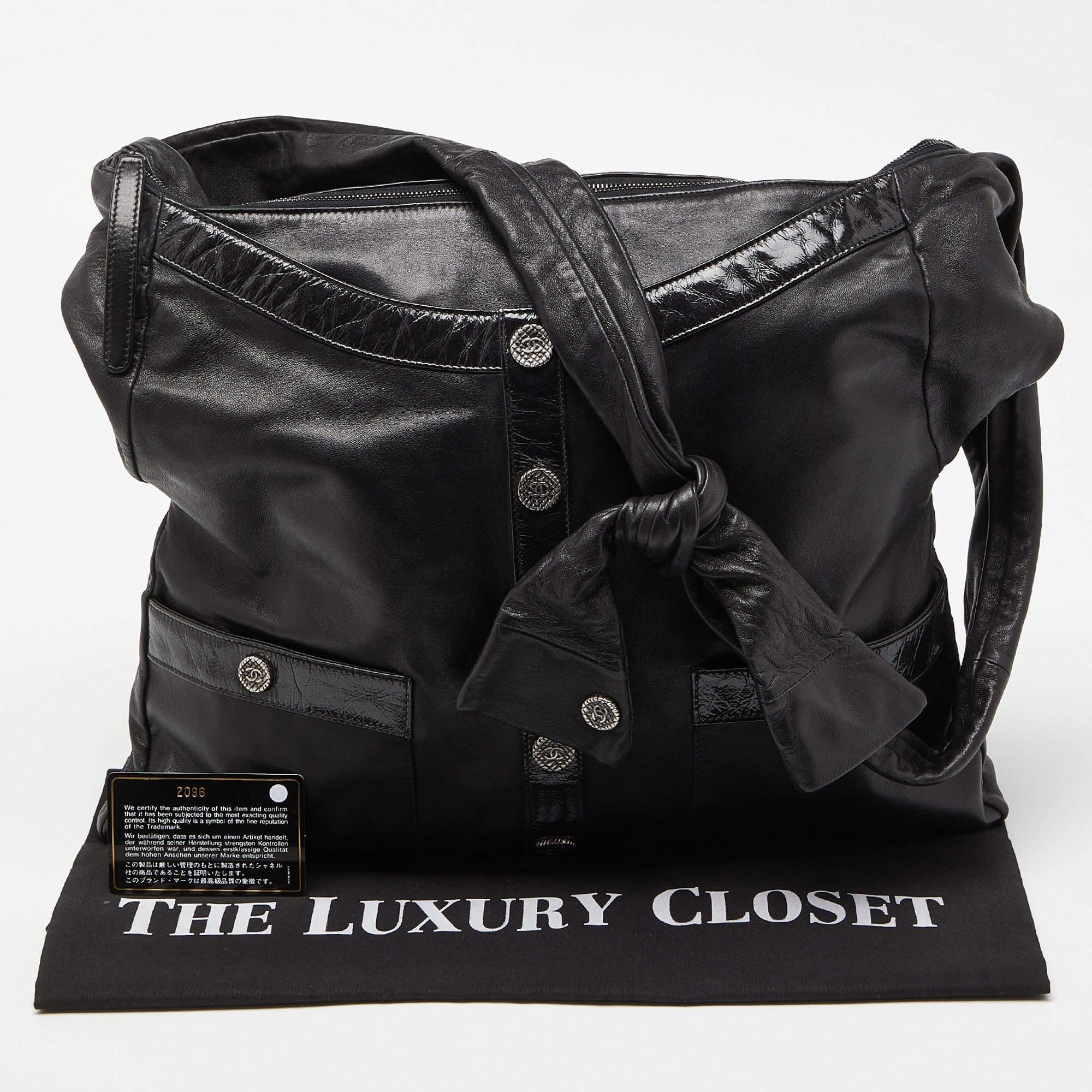 Chanel Black Leather Large Girl Chanel Bag For Sale 2